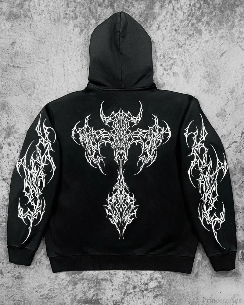 Y2k Graphic Gothic Zipper Hooded Sweatshirt