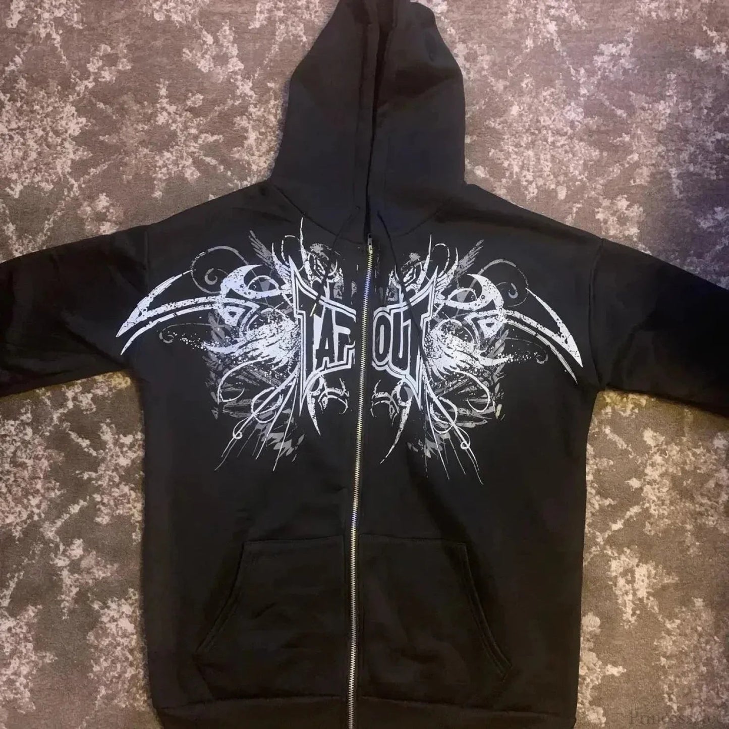 Y2k Graphic Gothic Zipper Hooded Sweatshirt