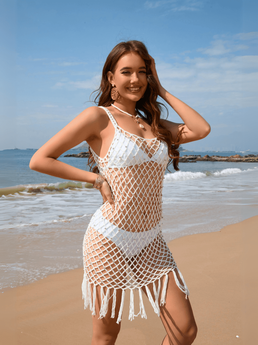 Copacabana Beach Tassel Cover Up Mini Dress