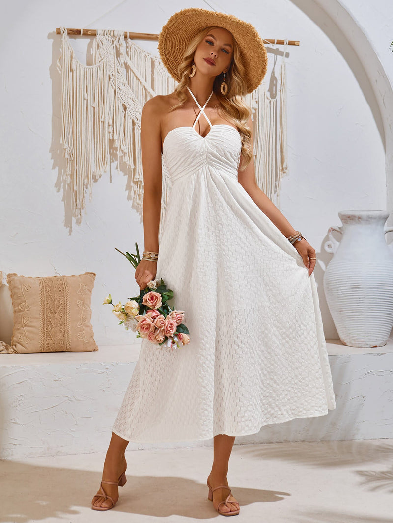 Reservation for Two Halter Maxi Dress - White
