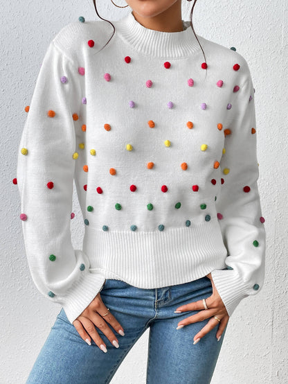 Celestial Multi Popcorn Applique Sweater - White