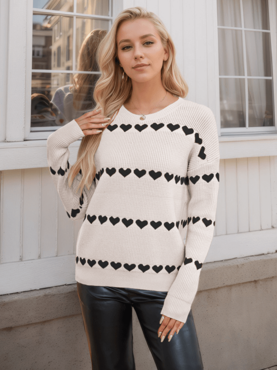 My Hearts Oversized Striped Pullover Sweater