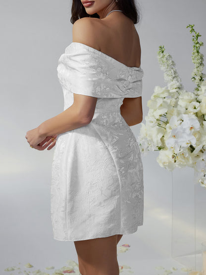 Whispering Bow Off the Shoulder Mini Dress