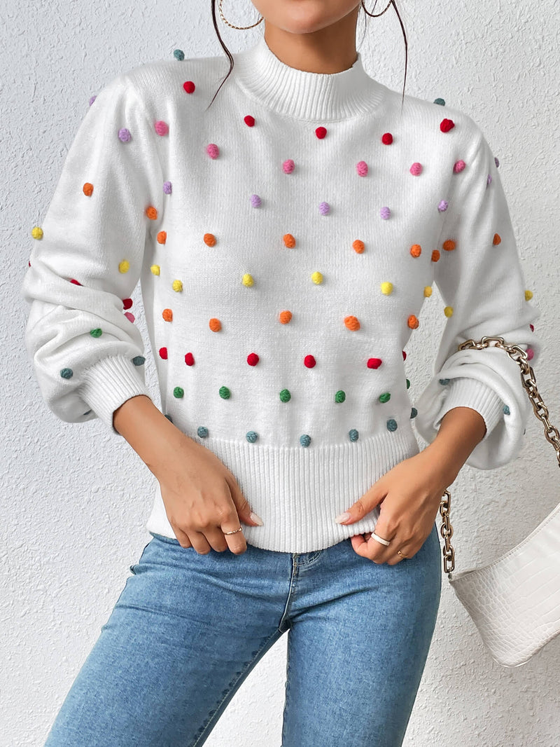 Celestial Multi Popcorn Applique Sweater - White