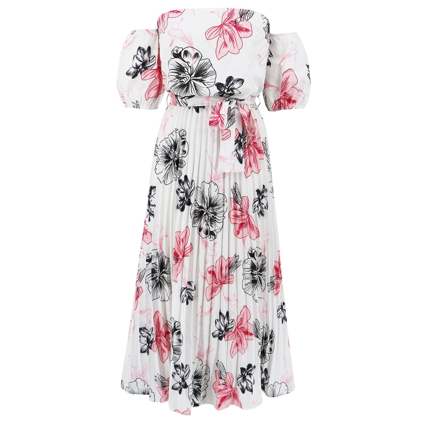 Rosalie Off the Shoulder Plisse Maxi Dress - White