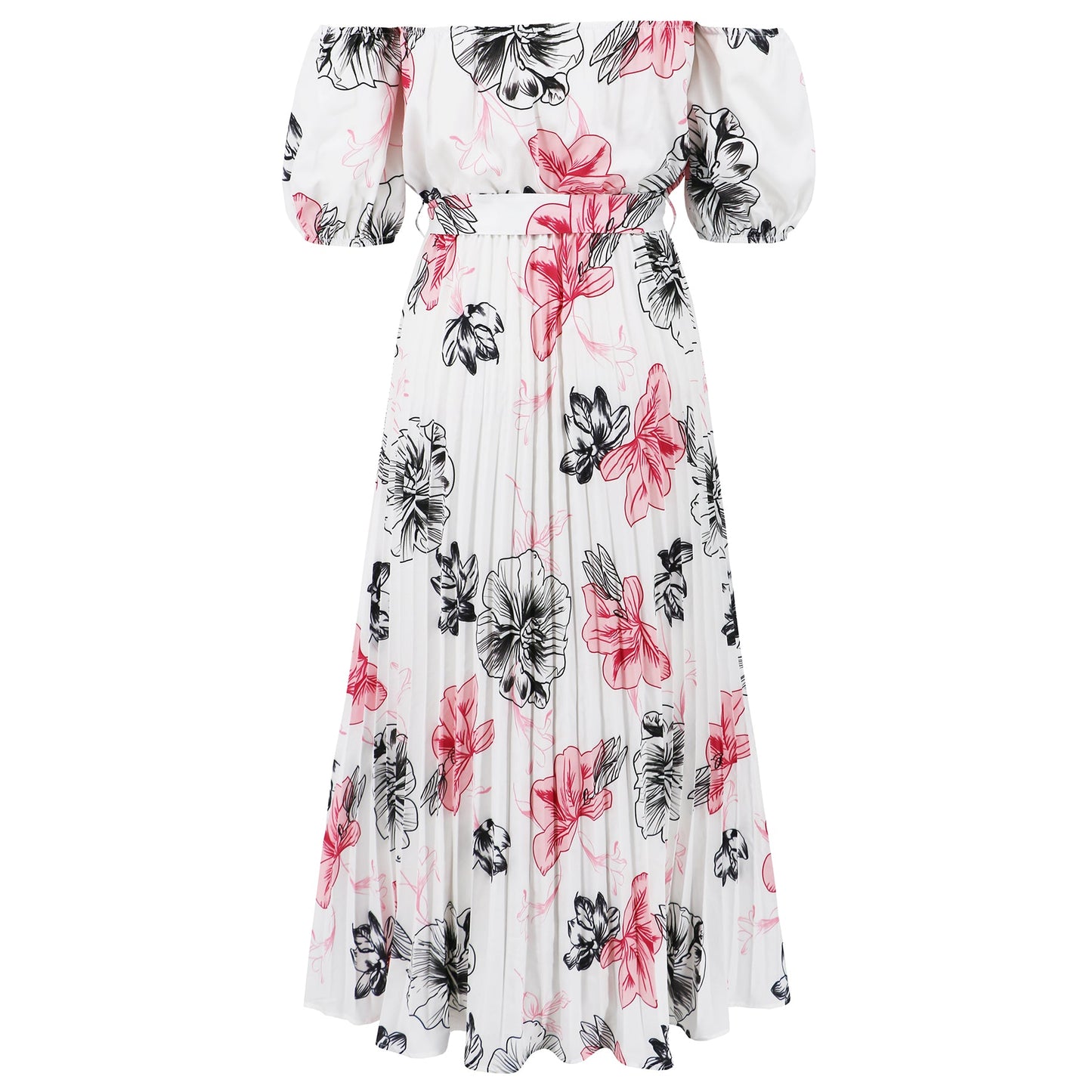 Rosalie Off the Shoulder Plisse Maxi Dress - White