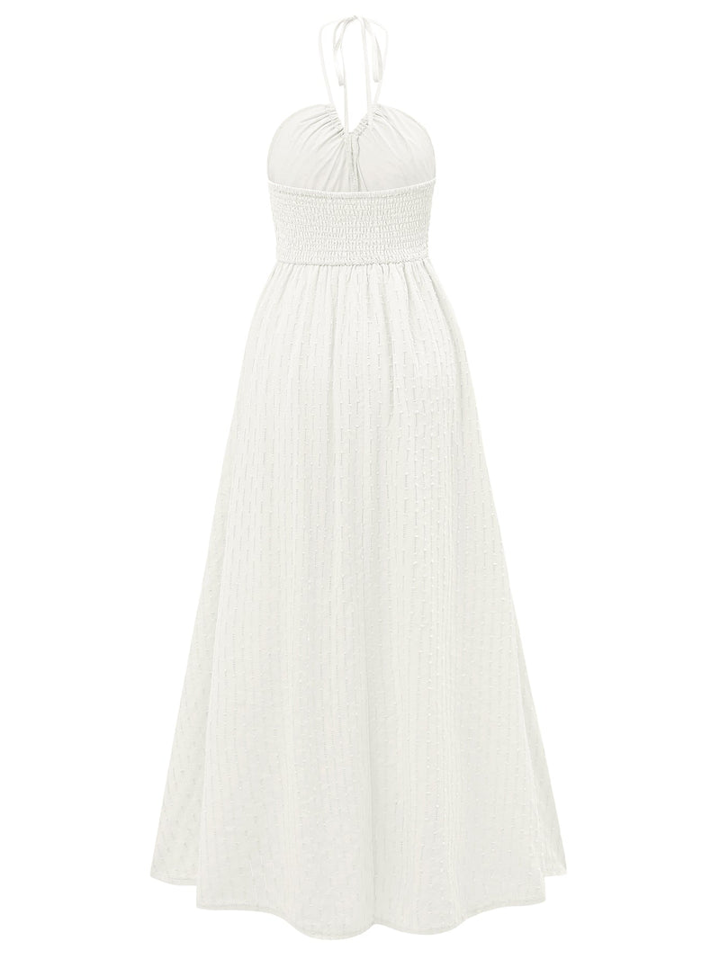 Reservation for Two Halter Maxi Dress - White