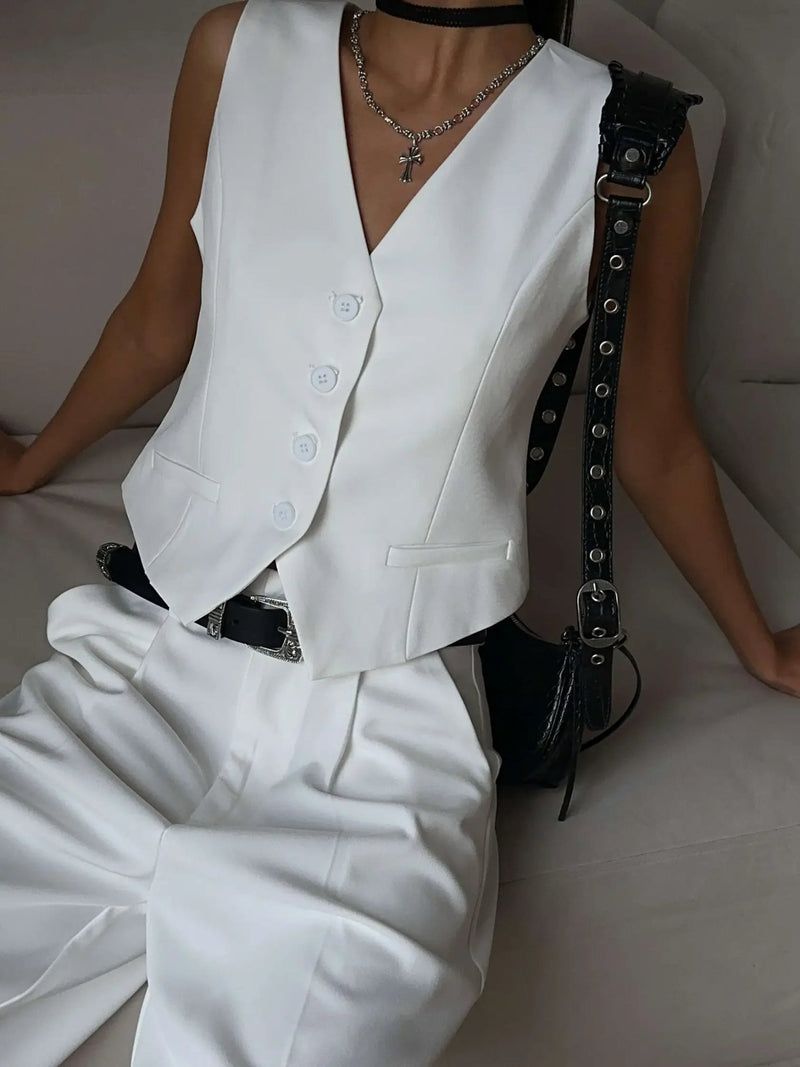 Wolfeel Summer Vest Shorts Suit Two-piece Set | Office Outfits