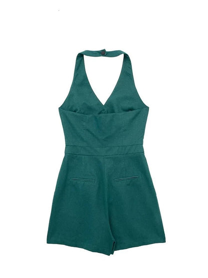 Summer Linen Blend Tank Top Jumpsuit - Style