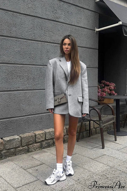 Wool Blazer Loose Commute Coat