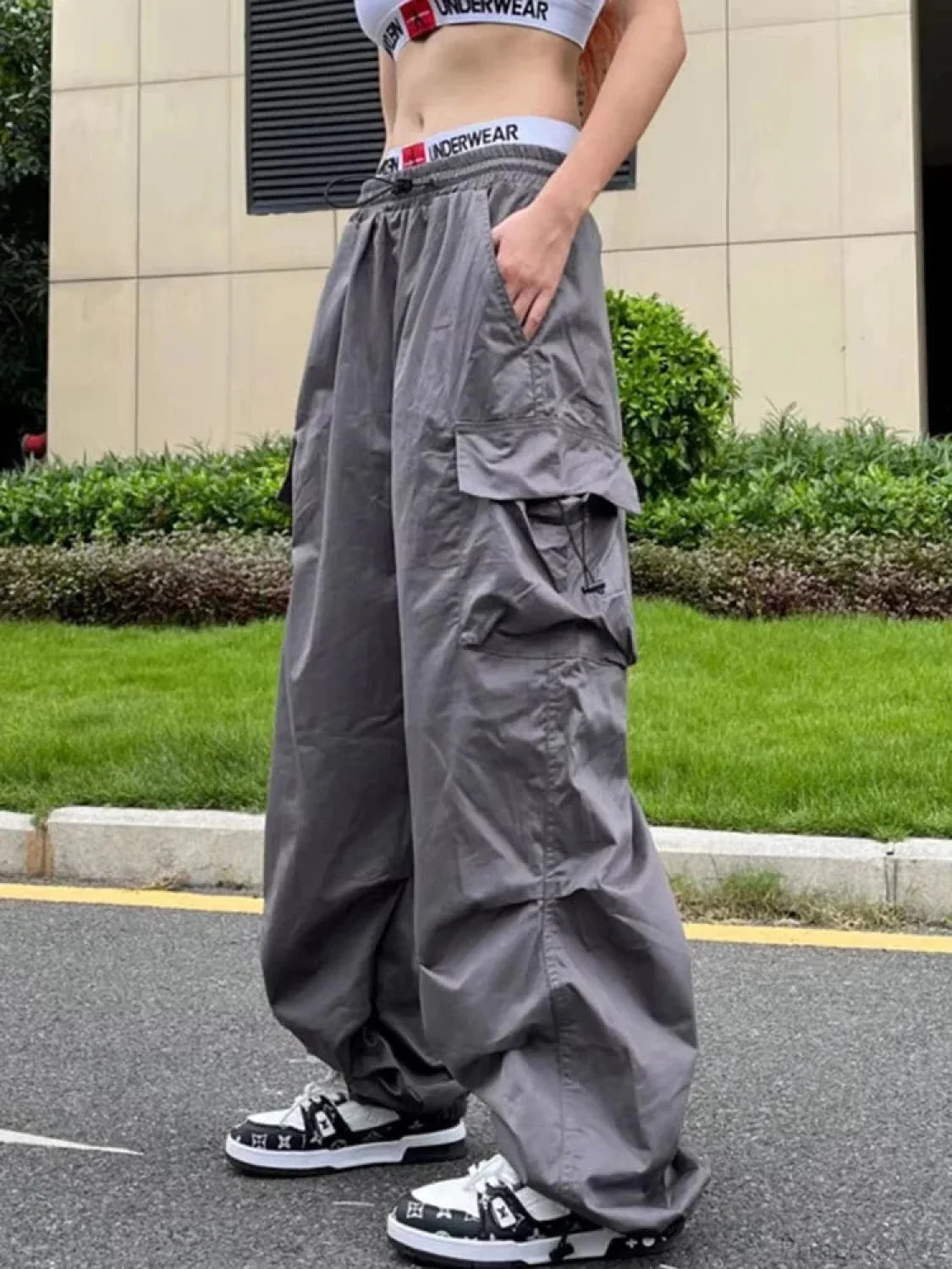 Y2k Gothic Parachute Dark Pant