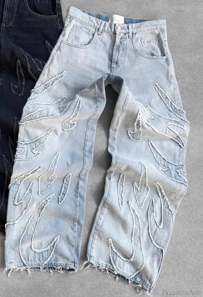 Y2k Gothic Tear Embroidered Pant
