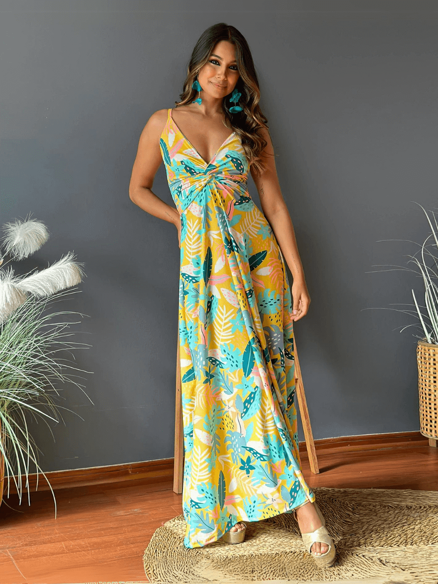 Cynthia V-neck Maxi Dress - Yellow
