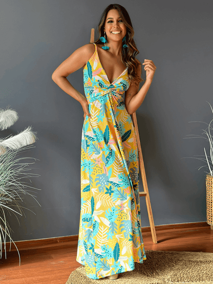 Cynthia V-neck Maxi Dress - Yellow