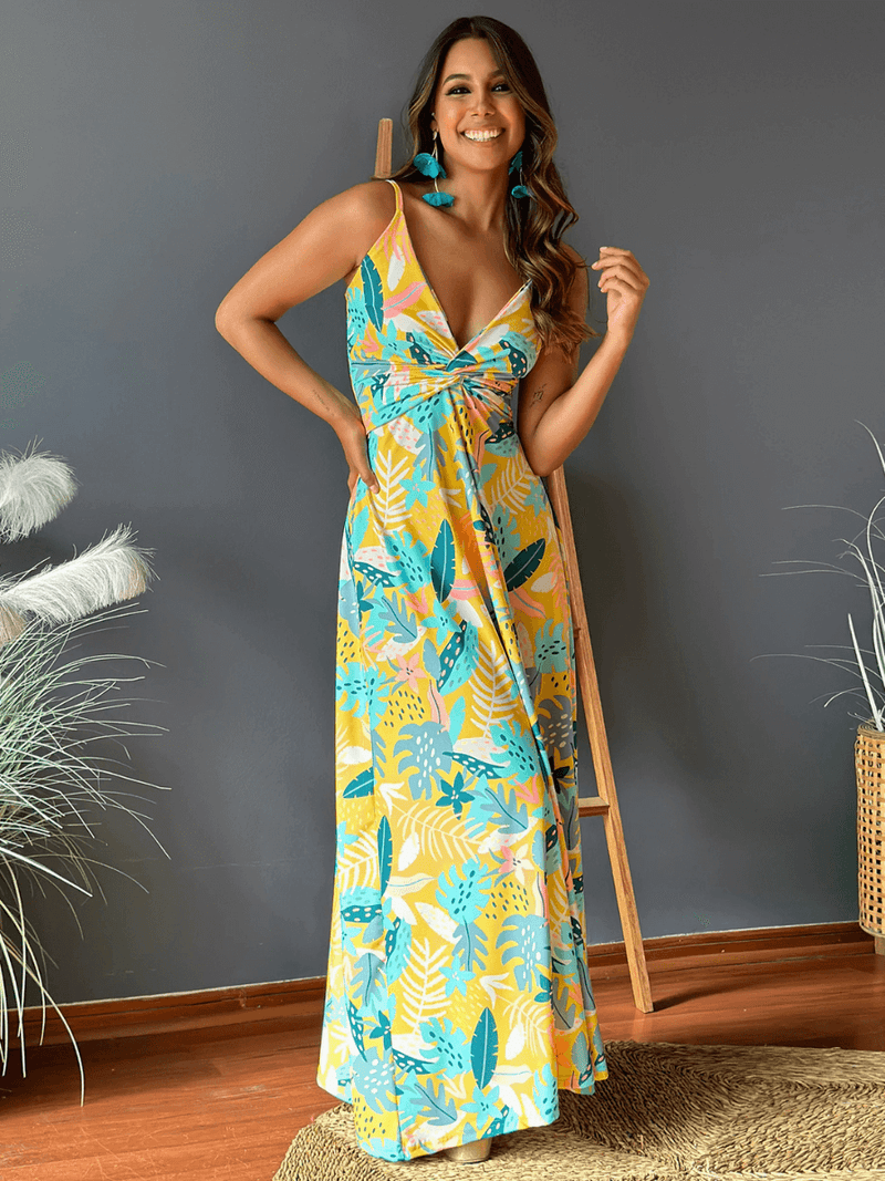 Cynthia V-neck Maxi Dress - Yellow