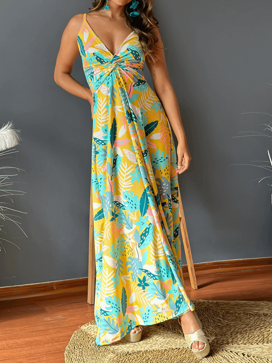 Cynthia V-neck Maxi Dress - Yellow