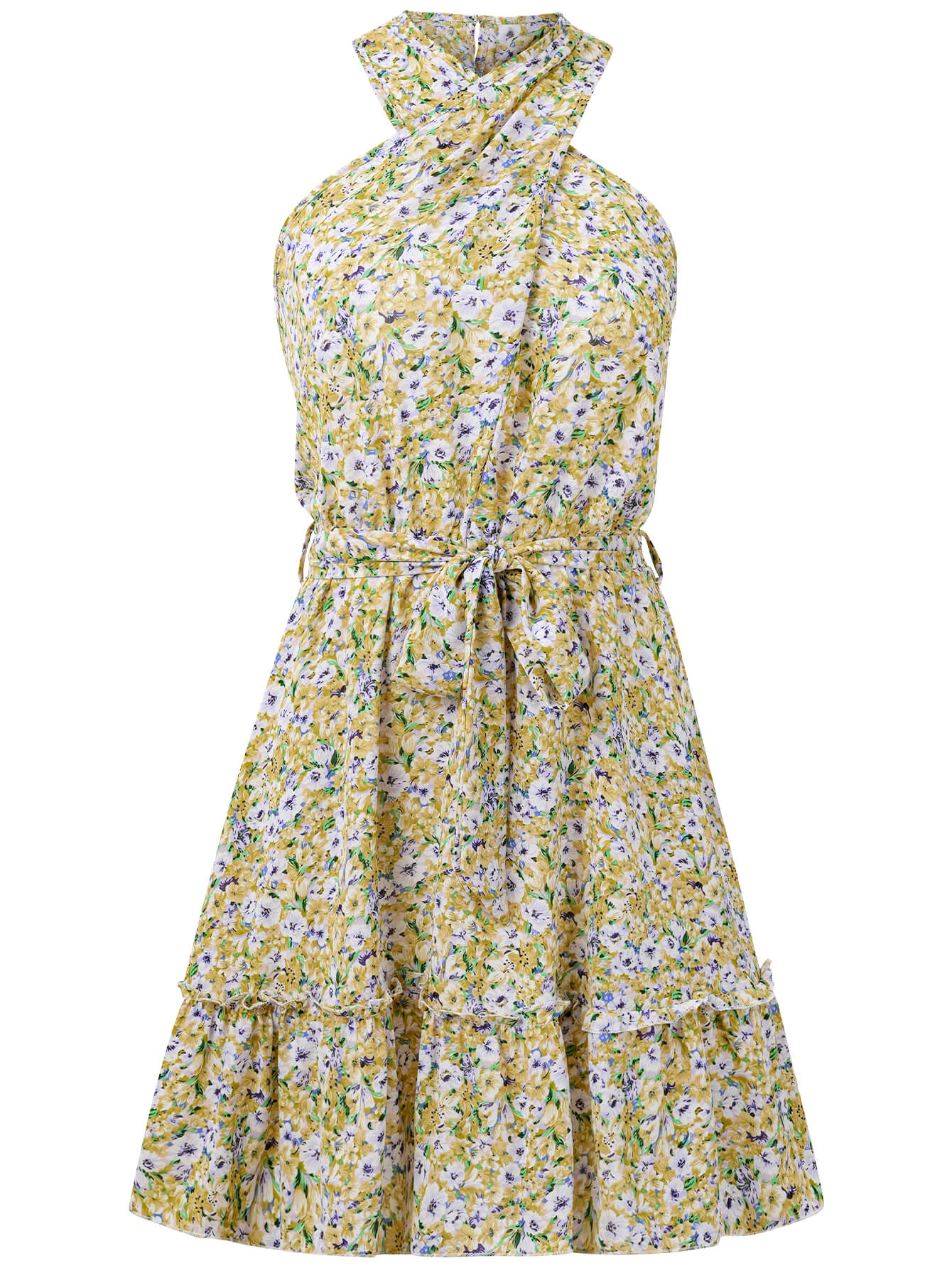 Ariana Halter Mini Dress - Yellow