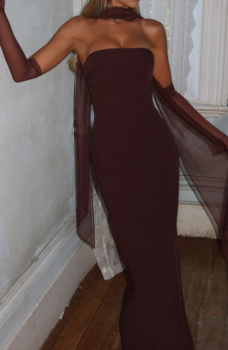 Ana Sofía Maxi Dress- Plum Brown