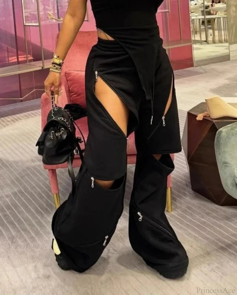 Zip Fasten Gothic Baggy Joggers Pant